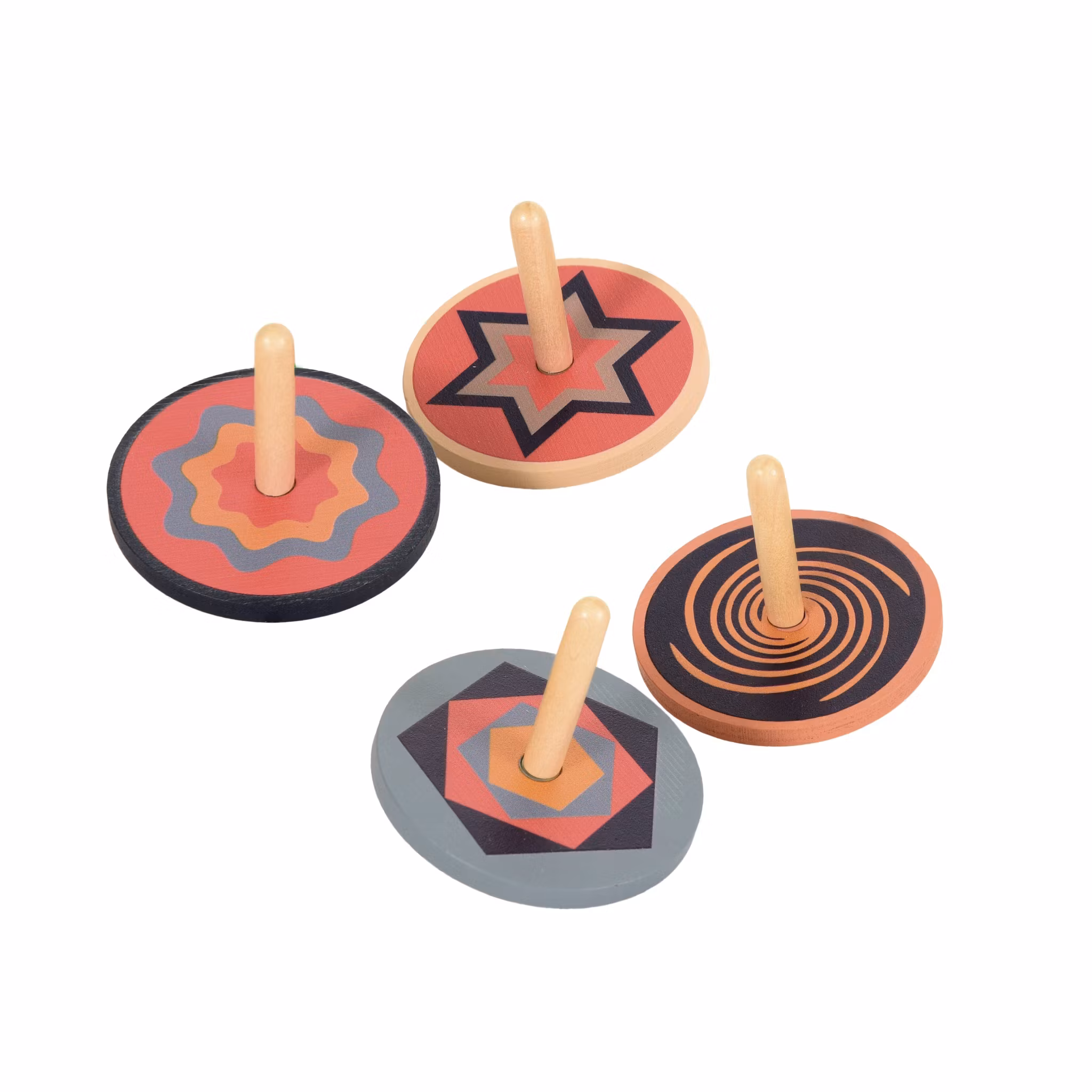 Träsnurra olika mönster i display