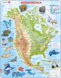 Nordamerika karta med djur - Larsen