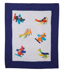 Handquiltat Babytäcke - Flygplan