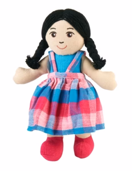 Docka flicka vit mörkt hår