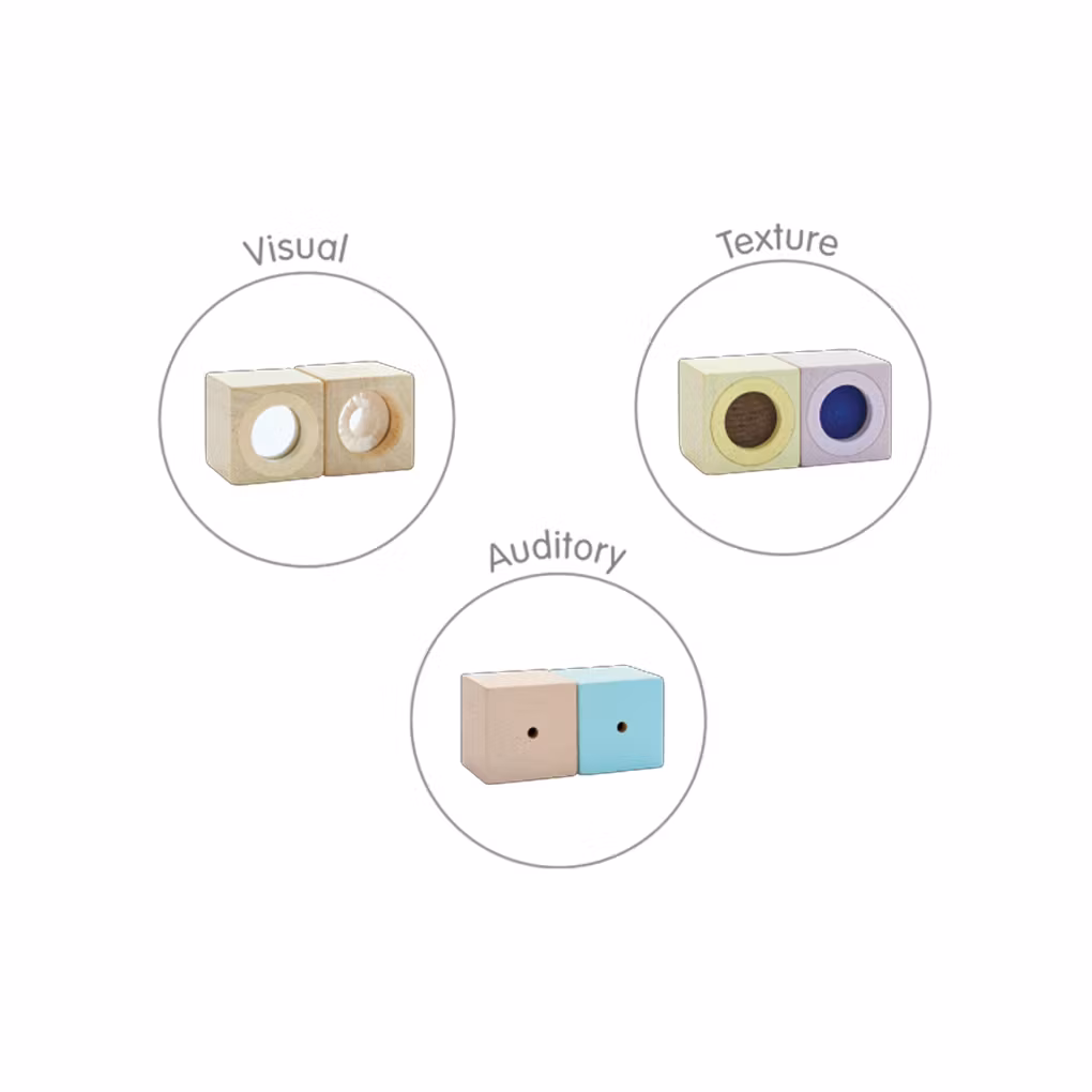 Sensoriska byggklossar pastell  - PlanToys