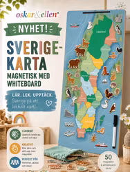 Sverigekarta magnetisk med whiteboard - Oskar & Ellen