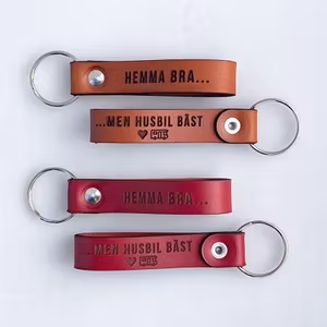 Nyckelring i läder - "Husbil bäst"