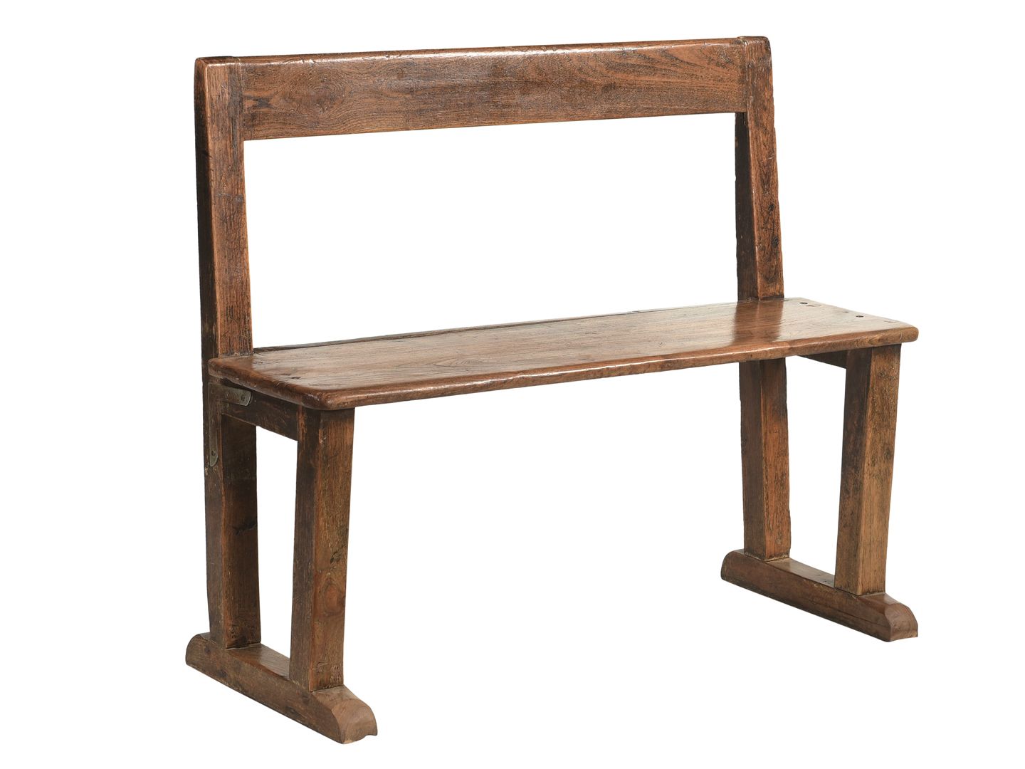 Bänk i teak med ryggstöd