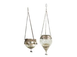 Hängande ljuslykta i glas & metall