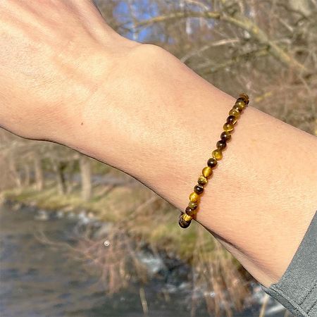 Tigeröga 4mm pärlor Armband