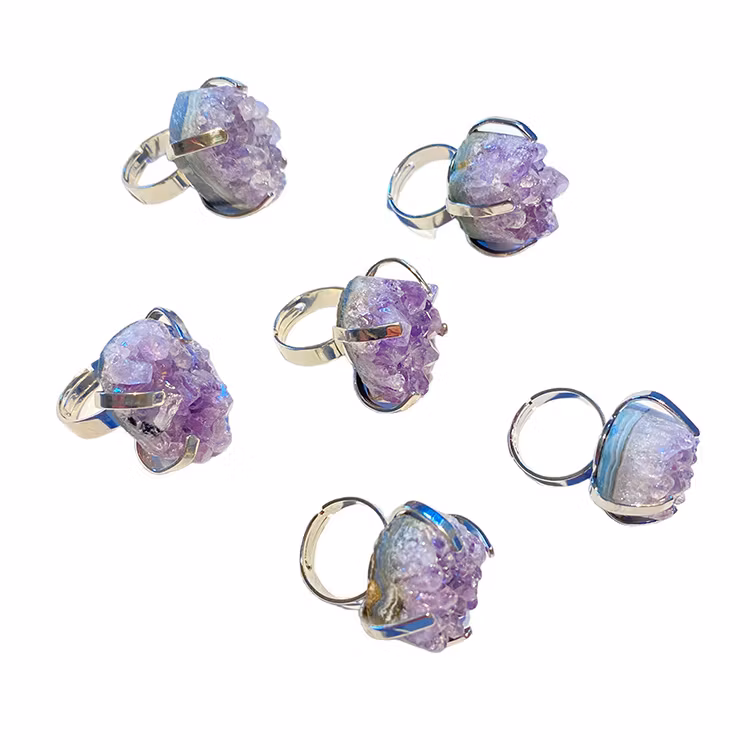 Ametist Kluster Ring (Ställbar) UTFÖRSÄLJNING