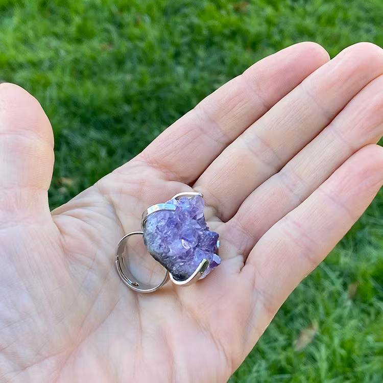 Ametist Kluster Ring (Ställbar) UTFÖRSÄLJNING