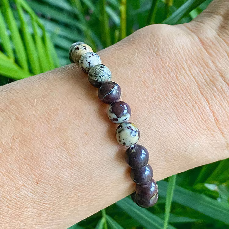 Jaspis Blomster Lila 8mm pärlor Armband