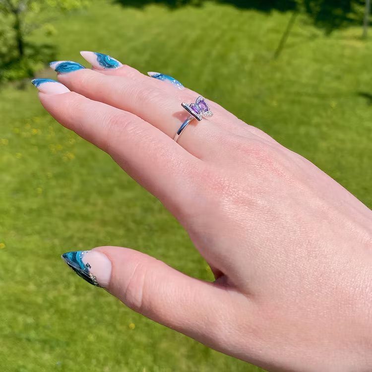 Ametist Ring Fjäril (ställbar)