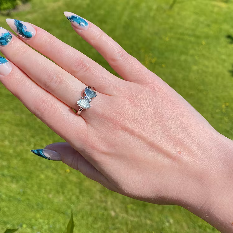 Fluorit Ring Fjäril (ställbar)