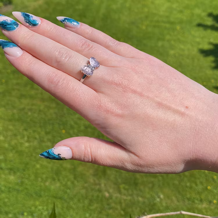 Fluorit Ring Fjäril (ställbar)