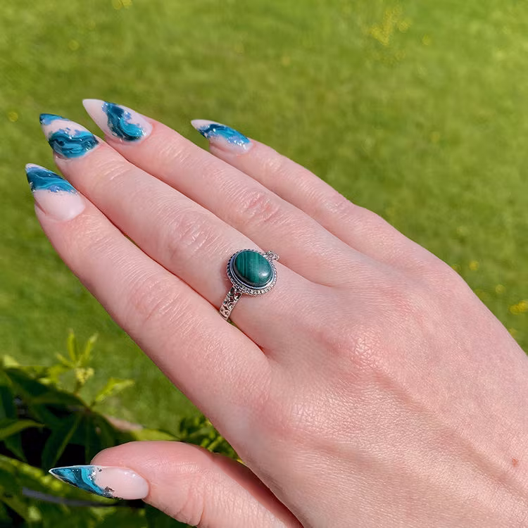Malakit Ring (ställbar)