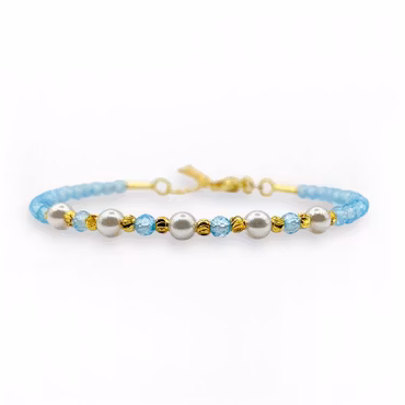 Topas Blå (3mm Facetterade, Memory-wire) Armband