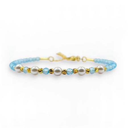 Topas Blå (3mm Facetterade, Memory-wire) Armband