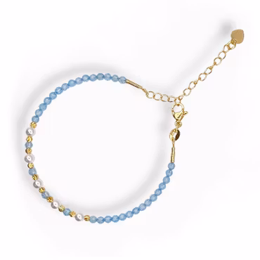 Topas Blå (3mm Facetterade, Memory-wire) Armband