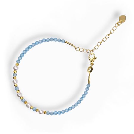 Topas Blå (3mm Facetterade, Memory-wire) Armband