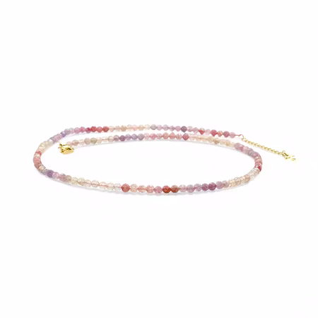 Turmalin Rosa "Rubellit" (Fasetterade pärlor) Halsband