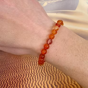 Karneol 8mm pärlor Armband (Större Handled)