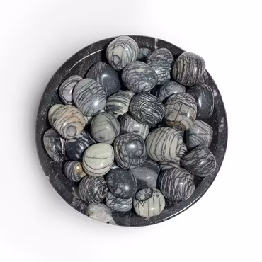 Jaspis Svart Spindelnät Trumlad sten