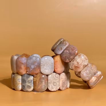 Jade Korall (Rundade Plattor) Armband