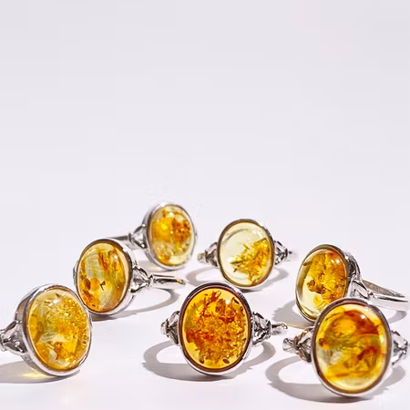 Bärnsten "Blad" Ring (LK, ställbar)