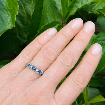 Topas Blå "Tre stenar" Ring (LK, ställbar)