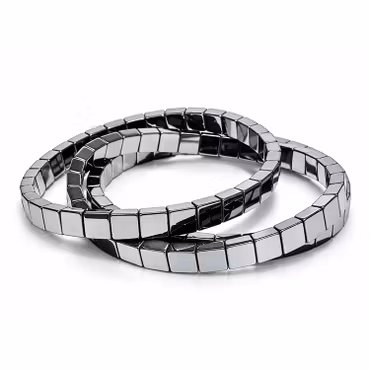 Hematit "Plattor" Armband 6mm pärlor