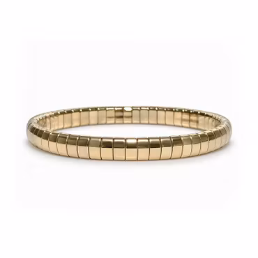 Hematit Guld "Rundade Plattor" Armband 3mm pärlor