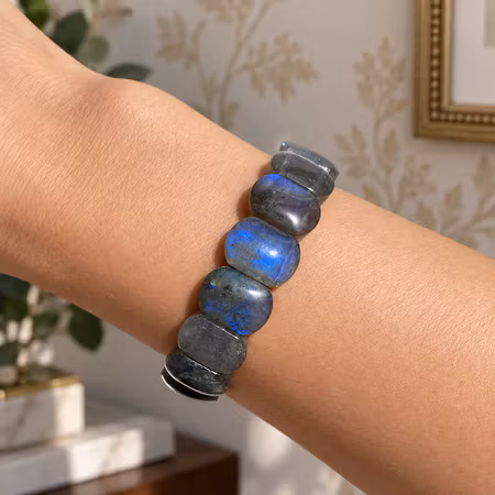 Labradorit "Rundade Plattor" Armband