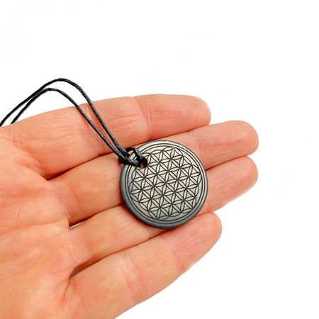 Shungit Amulett Flower of Life 3cm