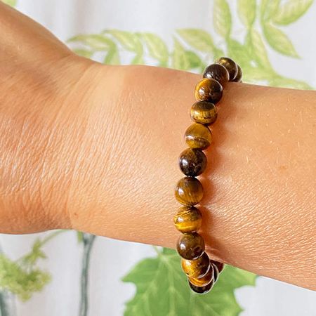 Tigeröga 8mm pärlor Armband