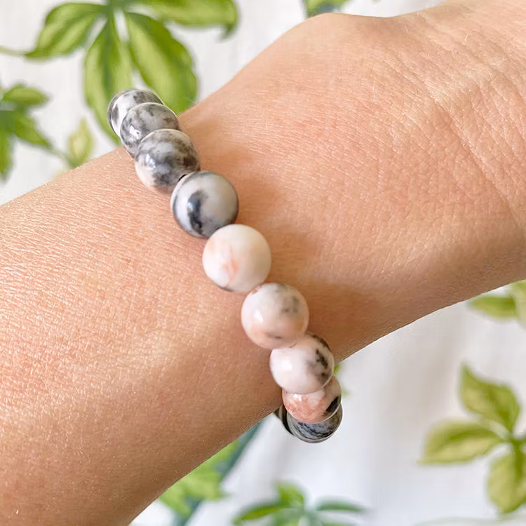 Jaspis Zebra Rosa 8mm pärlor Armband