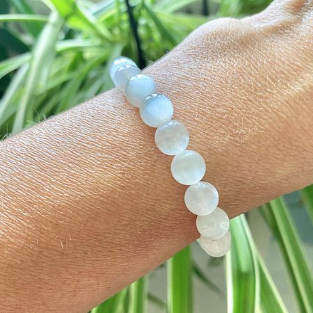 Selenit 8mm pärlor Armband