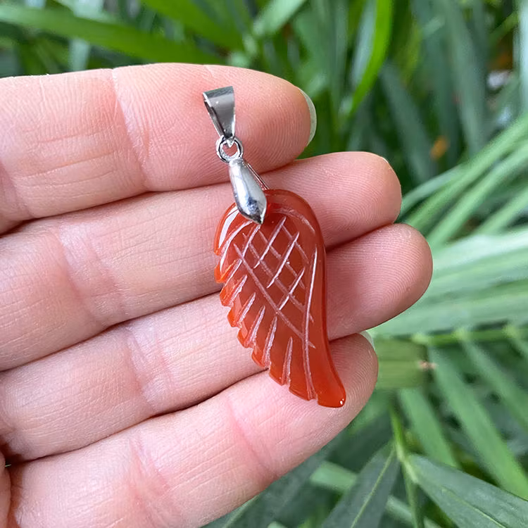 Agat Röd Hängsmycke (Vinge, Metallhänge) UTFÖRSÄLJNING