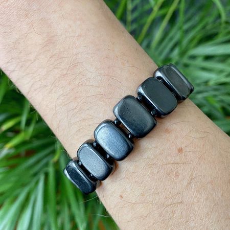 Shungit Rektangulära pärlor Armband (17 Pärlor)