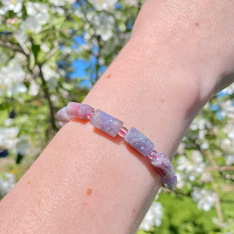 Turmalin Rosa (Polygon) 10-14mm pärlor Armband