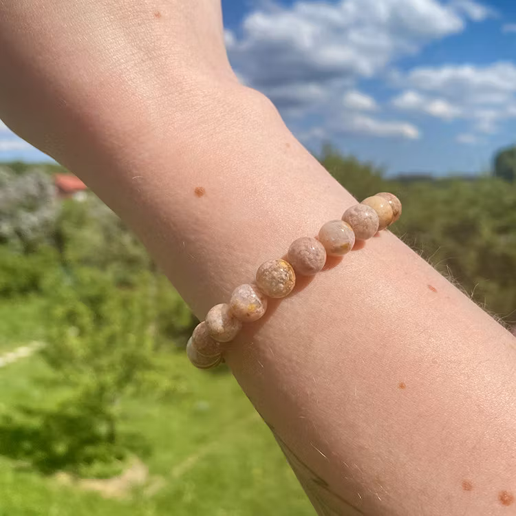 Agat Blomster 8mm pärlor Armband
