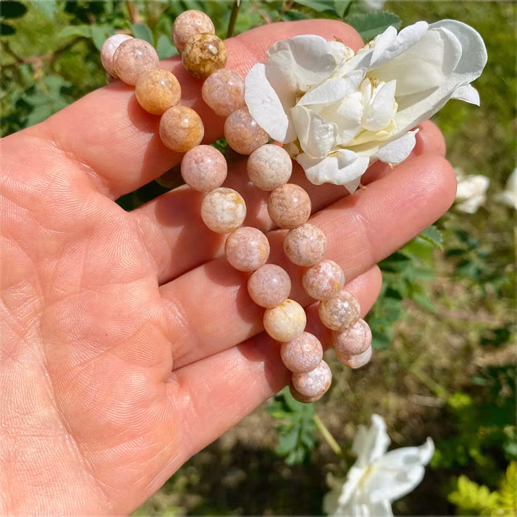 Agat Blomster 8mm pärlor Armband
