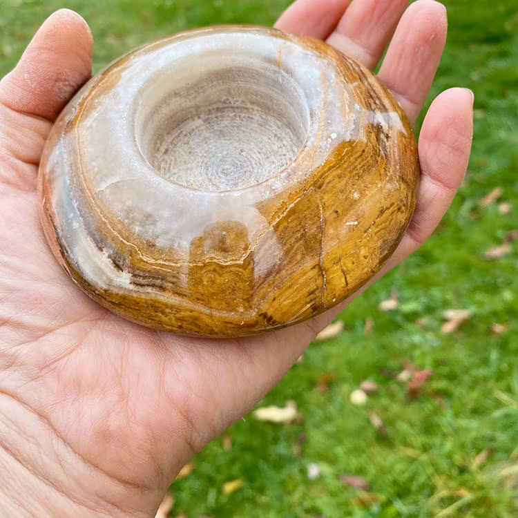 Marmor Onyx Grön Ljushållare 10cm