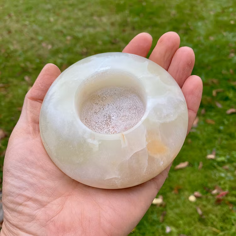 Marmor Onyx Grön Ljushållare 10cm