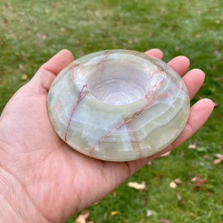 Marmor Onyx Grön Ljushållare 10cm