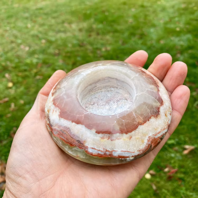 Marmor Onyx Grön Ljushållare 10cm