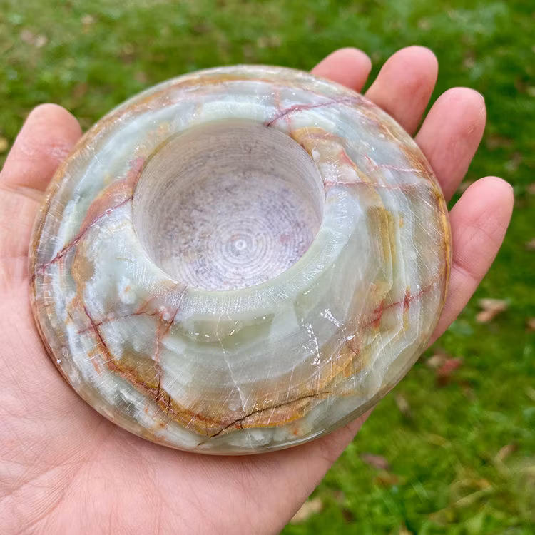 Marmor Onyx Grön Ljushållare 10cm