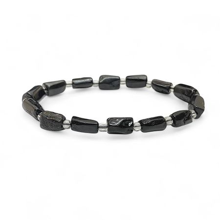 Turmalin Svart (polygon) 10-14mm pärlor Armband (Större handled)