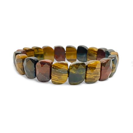 Tigeröga 3 sorter (Facetterad Platta) Armband