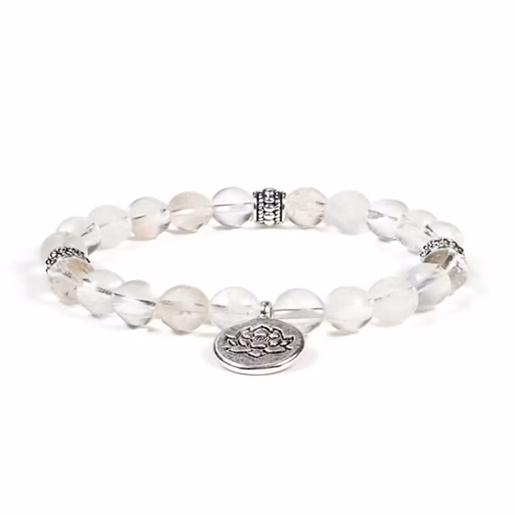 Bergkristall (Lotus) 8mm pärlor Armband