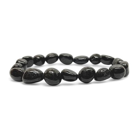 Turmalin Svart 10 - 15mm pärlor Armband (Större Handled)