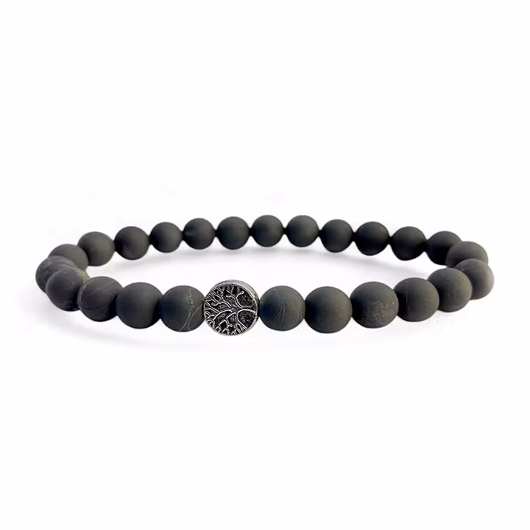 Shungit 8mm pärlor Armband (Tree Of Life)
