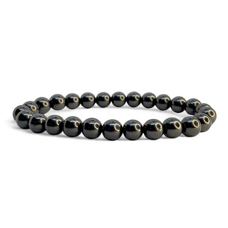 Shungit 8mm pärlor Armband 'Större Handled'